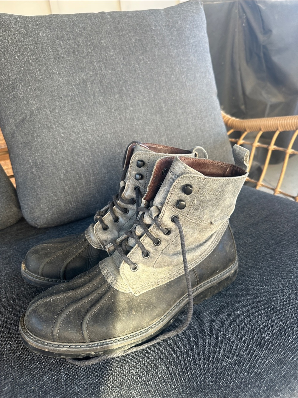 Men's Wolverine Two-Tone Lace-Up Duck Boots - Black and Gray